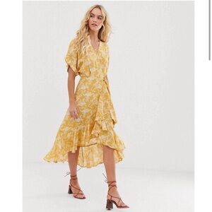 & Other Stories Yellow Floral Wrap Dress